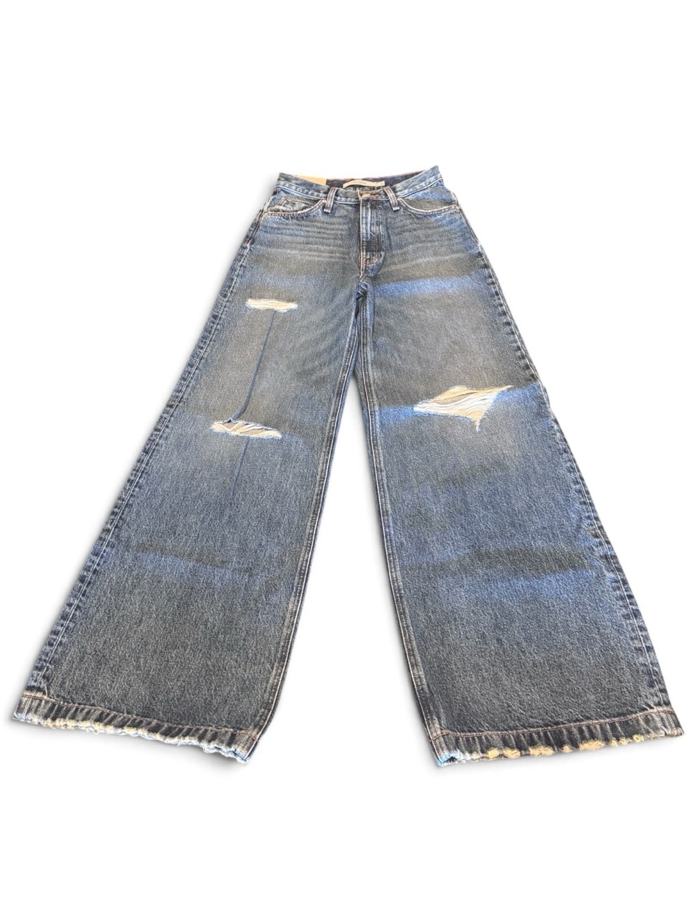 Hudson James High Rise Wide Leg Distressed Jeans Size 25 NWT
